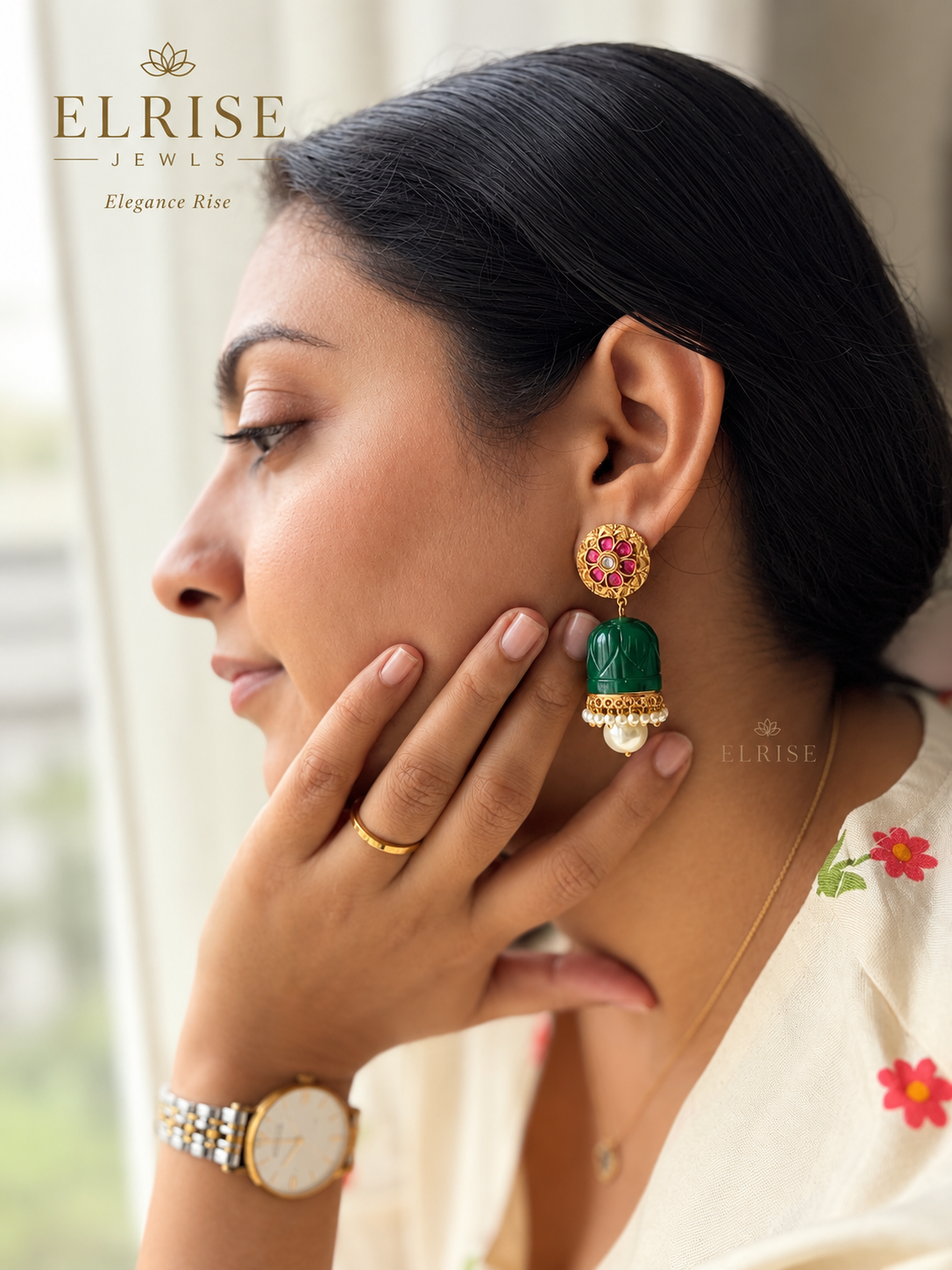 Marathaka jhumka green