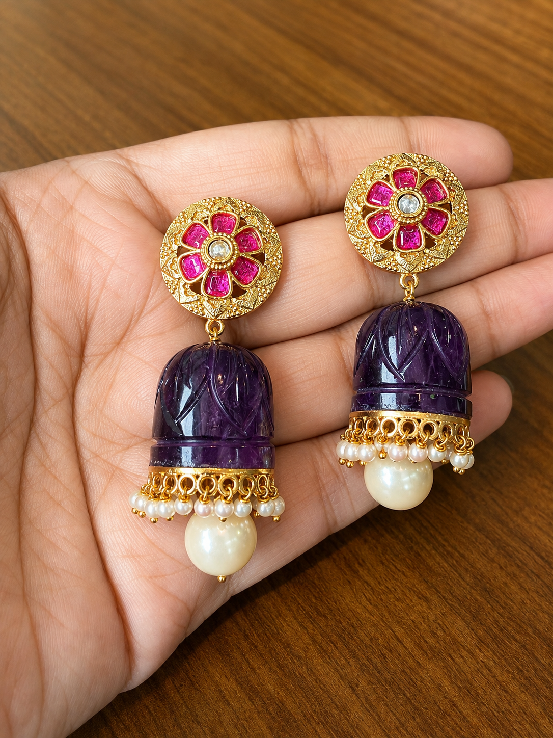 Marathaka jhumka amethyst