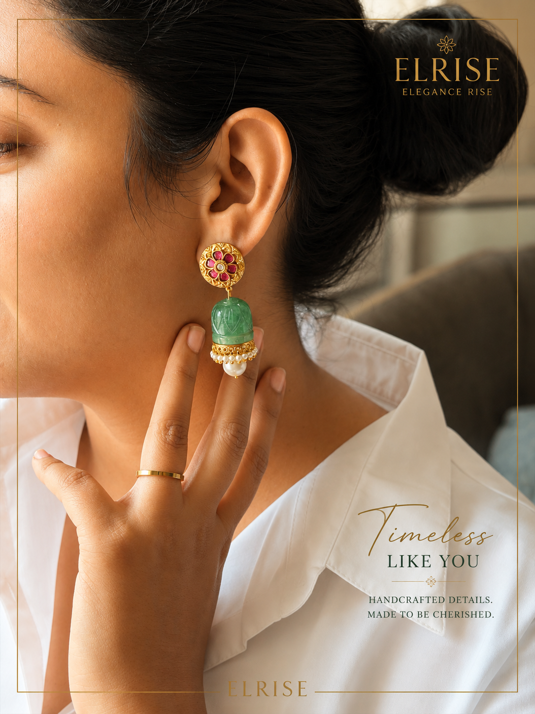 Marathaka jhumka light green